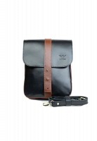 Мужская кожаная сумка Mini Bag черно-коричневая TW-MINI-BAG-M-BLACK-KON-KSR