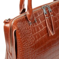 Женская кожаная сумка ALEX RAI 8542 coffee croco