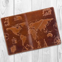 Обложка-органайзер для документов из кожи HiArt Crystal Amber 7 wonders of the world