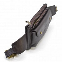 Мужская кожаная сумка бананка, сумка напоясная TARWA GC-8136-3md
