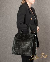 Женская кожаная сумка ALEX RAI 1564 black croco