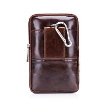 Кожаная коричневая сумка на пояс для смартфона Bull t1397