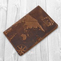 Обложка для паспорта из кожи HiArt PC-02 Crystal Amber 7 wonders of the world