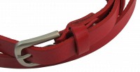 Кожаный женский ремень  Skipper  красный 1,5 см