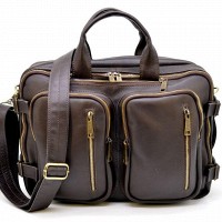 Кожаная коричневая сумка-рюкзак TARWA gc-7014-3md