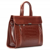 Женская кожаная сумка классическая ALEX RAI 5052 camel croco