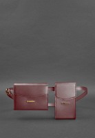Набор женских кожаных сумок BlankNote  Mini поясная/ кроссбоди бордовые - BN-BAG-38-VIN