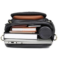 Кожаный мужской черный рюкзак John McDee jd7042a