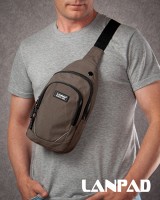 Мужская тканевая сумка-слинг Lanpad 8805 brown мал