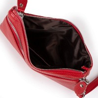 Женская кожаная косметичка-клюлчница Cosmetic bag 6001-A red