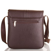 Мужская коричневая вместительная сумка-почтальонка из качественного кожзаменителя BONIS