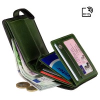 Мужской  кожаный кошелек Visconti TR35 Atlantis c RFID (Black Green)