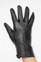 Женские кожаные перчатки Shust Gloves чёрные 2201 S