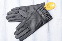 Черные женские перчатки из натуральной кожи Shust Gloves