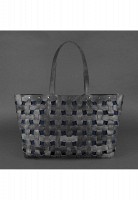 Кожаная плетеная женская сумка BlankNote Пазл Xl черная Crazy Horse - BN-BAG-34-G-KR