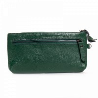 Женская кожаная косметичка Cosmetic bag A-00276-5 green