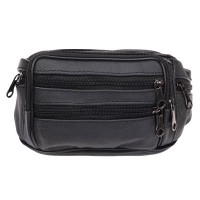 Мужская кожаная сумка на пояс Borsa Leather 1t166m-black