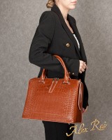 Женская кожаная сумка ALEX RAI 8542 coffee croco