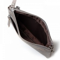 Женская кожаная косметичка Cosmetic  A-00276 grey