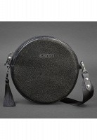 Женская кожаная круглая сумка  BlankNote Tablet черная Blackwood BN-BAG-23-BW