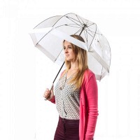 Механический женский прозрачный зонт-трость FULTON BIRDCAGE-1 L041 - WHITE
