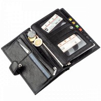 Мужское чёрное портмоне из натуральной кожи ST Leather 18831
