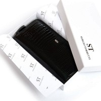 Женский кожаный лаковый кошелек SERGIO TORRETTI FEW38 black