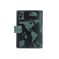 Обложка для паспорта из кожи Hi Art «7 wonders of the world» PB-02/1 Shabby Alga