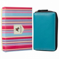 Женский кожаный кошелек с RFID защитой Visconti RB98 Aruba (Blue Multi)
