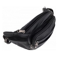 Мужская кожаная сумка на пояс Borsa Leather 1t166m-black