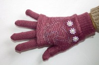 Вязаные розовые женские перчатки-митенки Shust Gloves