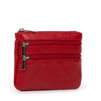 Женская кожаная косметичка-ключница Cosmetic A-00141 red
