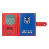 Обложка для паспорта из кожи Hi Art «Discoveries» PB-02/1 Shabby Red Berry