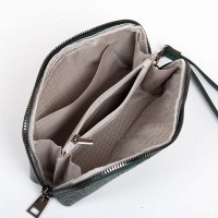 Женская кожаная косметичка Cosmetic 60095-5 d.green