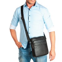 Мужская кожаная сумка через плечо BRETTON 1603-4 black