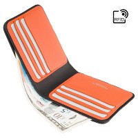 Кожаный мужской кошелек Visconti VSL35 Trim c RFID (Black-Orange)