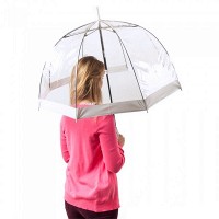 Механический женский прозрачный зонт-трость FULTON BIRDCAGE-1 L041 - WHITE