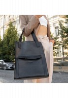 Женский кожаный шоппер Бэтси с карманом черная Краст BN-BAG-10-1-G
