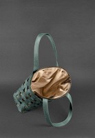 Кожаная плетеная женская сумка BlankNote Пазл L зеленая Crazy Horse - BN-BAG-33-IZ