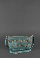 Кожаная плетеная женская сумка BlankNote Пазл S зеленая Crazy Horse BN-BAG-31-IZ