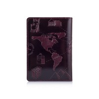 Обложка-органайзер для документов из кожи HiArt AD-01 	7 Wonders of the World темно-фиолетовый