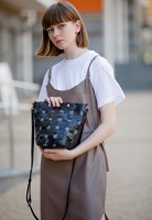 Кожаная плетеная женская сумка BlankNote Пазл черная Krast BN-BAG-32-G