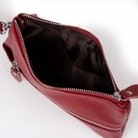 Женская кожаная косметичка-клюлчница Cosmetic bag 6001-A bordo