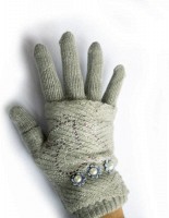 Вязаные серые женские перчатки-митенки Shust Gloves