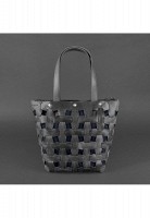 Кожаная плетеная женская сумка BlankNote Пазл L черная Crazy Horse - BN-BAG-33-G-KR