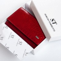 Женский кожаный лаковый кошелек SERGIO TORRETTI FEW214 red