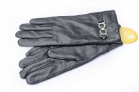 Перчатки женские чёрные кожаные 749s1 S Shust Gloves