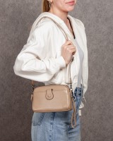 Женский молодежный кожаный клатч ALEX RAI 88085 beige