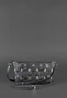 Кожаная плетеная женская сумка BlankNote Пазл S черная Krast BN-BAG-31-G