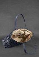 Кожаная плетеная женская сумка BlankNote Пазл Xl синяя Crazy Horse - BN-BAG-34-NN